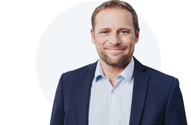 Foto eines Mannes als Ansprechpartner