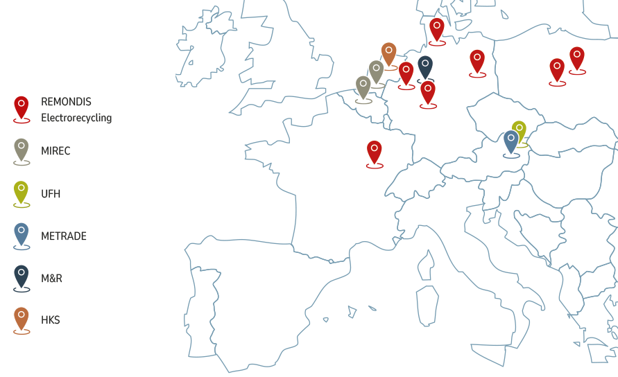 Europastandorte TSR Elektrorecycling