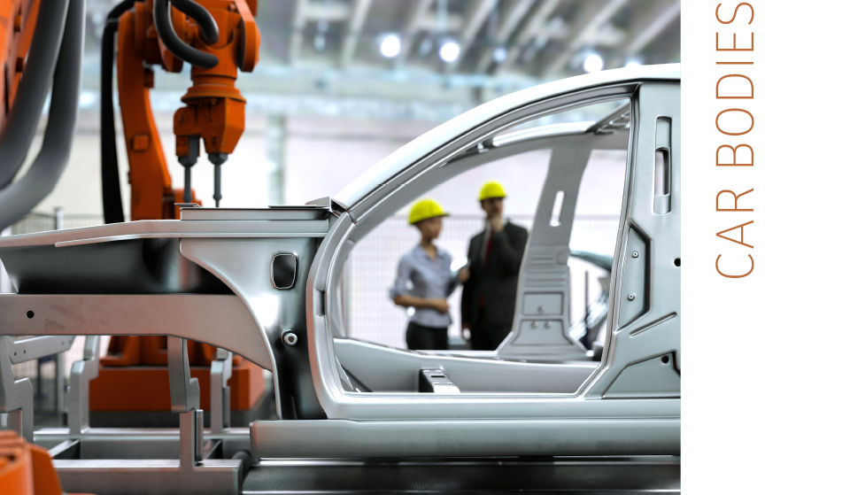  Robot arm works on a new car body in the production hall
