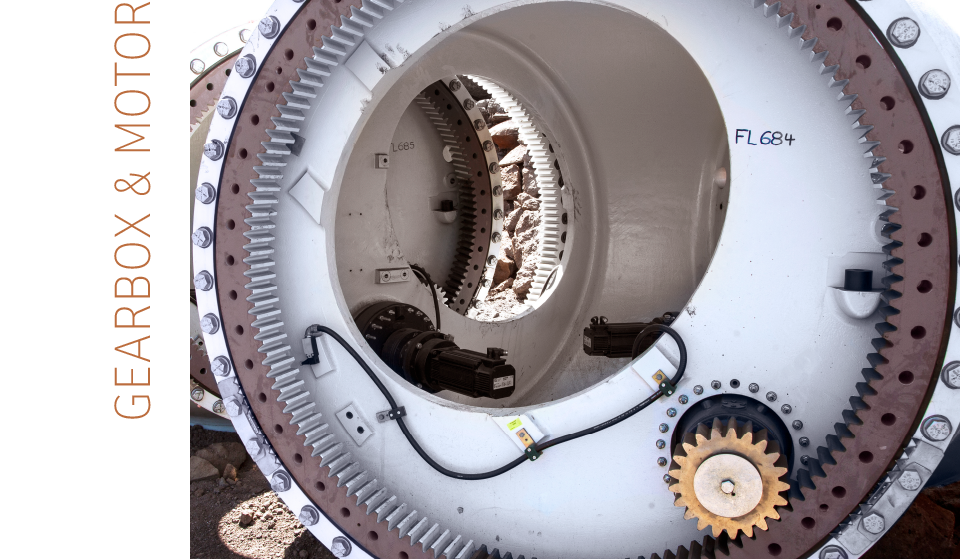  Interior view of the gearbox and motor of a wind turbine